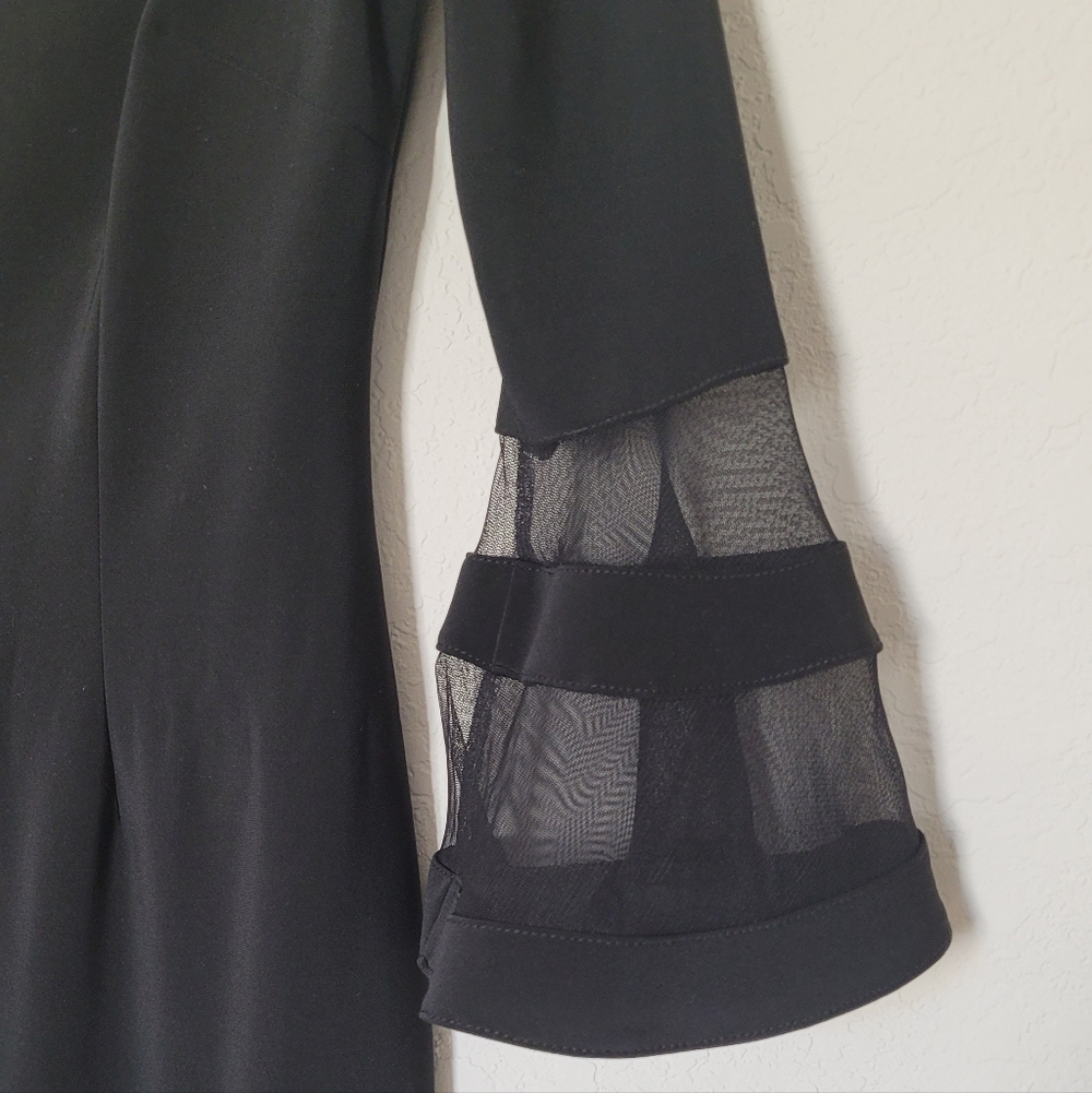 Joseph Ribkoff Black Dress with Mesh Accents Sz 4 - Picture 8 of 16